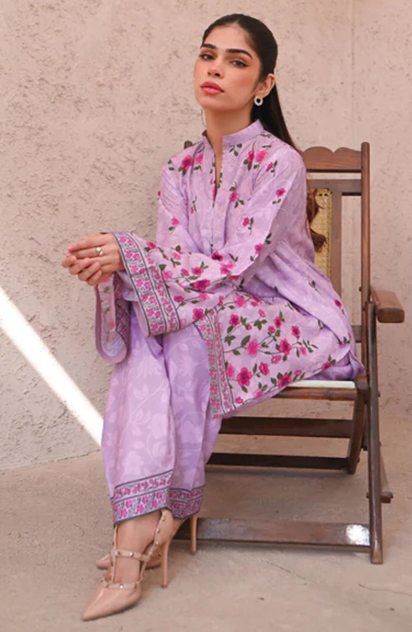 Zauk Casual Wrinke Free Crepe 2 Piece Suit - Rose Quartz - ZK25CC - Purple - Casual Collection