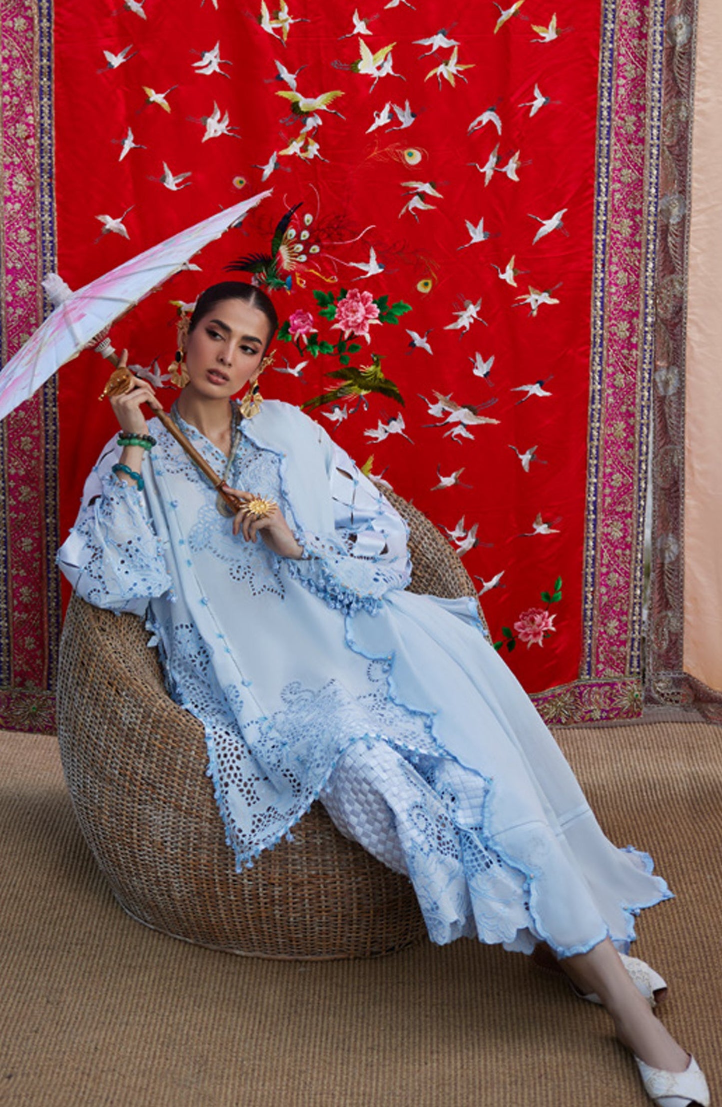 Kashmee by Elan Embroidered Lawn Unstitched 3 Piece Suit - 2A - EL26KSM - Blue - Summer Collection