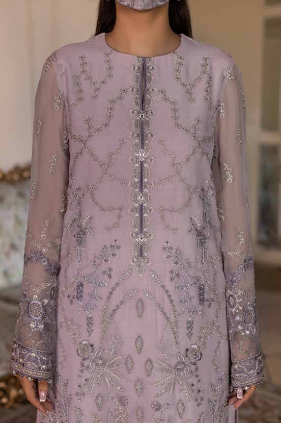 Kuch Khas By Flossie Chandani At Premium Chiffon 3pc Unstitched Suit - KKFCAK - D-05 - Light Purple
