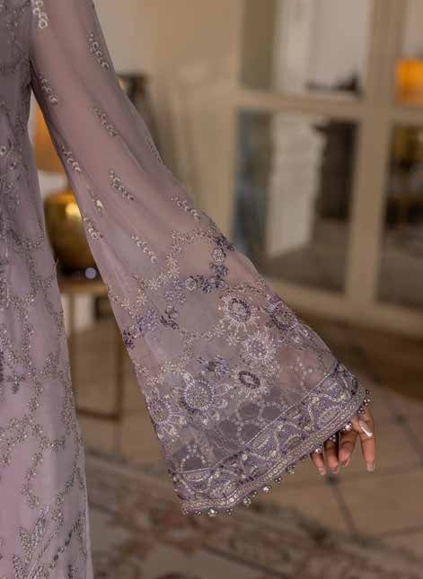 Kuch Khas By Flossie Chandani At Premium Chiffon 3pc Unstitched Suit - KKFCAK - D-05 - Light Purple