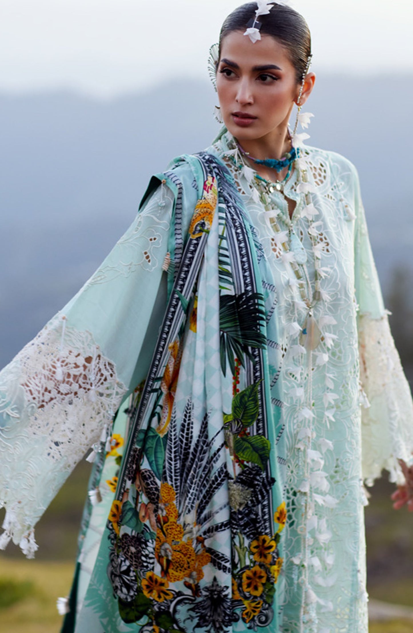 Kashmee by Elan Embroidered Lawn Unstitched 3 Piece Suit - 7A - EL26KSM - Blue - Summer Collection
