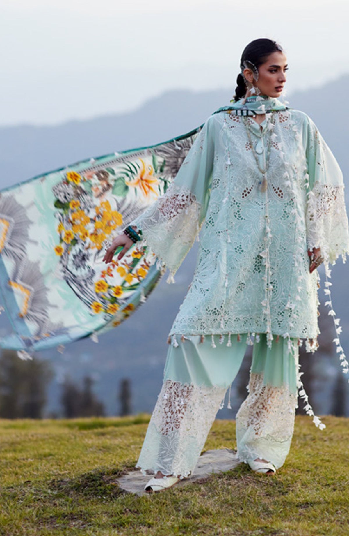Kashmee by Elan Embroidered Lawn Unstitched 3 Piece Suit - 7A - EL26KSM - Blue - Summer Collection