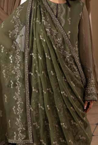 Kuch Khas By Flossie Chandani At Premium Chiffon 3pc Unstitched Suit - KKFCAK - D-01 - Pista