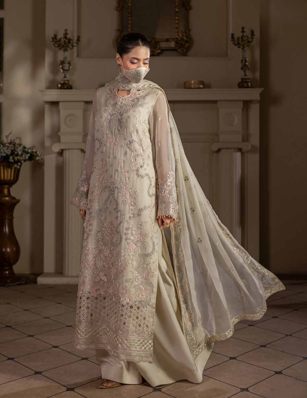 Kuch Khas By Flossie Chandani At Premium Chiffon 3pc Unstitched Suit - KKFCAK - D-06 - Fone