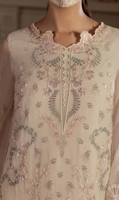 Kuch Khas By Flossie Chandani At Premium Chiffon 3pc Unstitched Suit - KKFCAK - D-06 - Fone