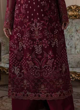 Kuch Khas By Flossie Chandani At Premium Chiffon 3pc Unstitched Suit - KKFCAK - D-07 - Maroon