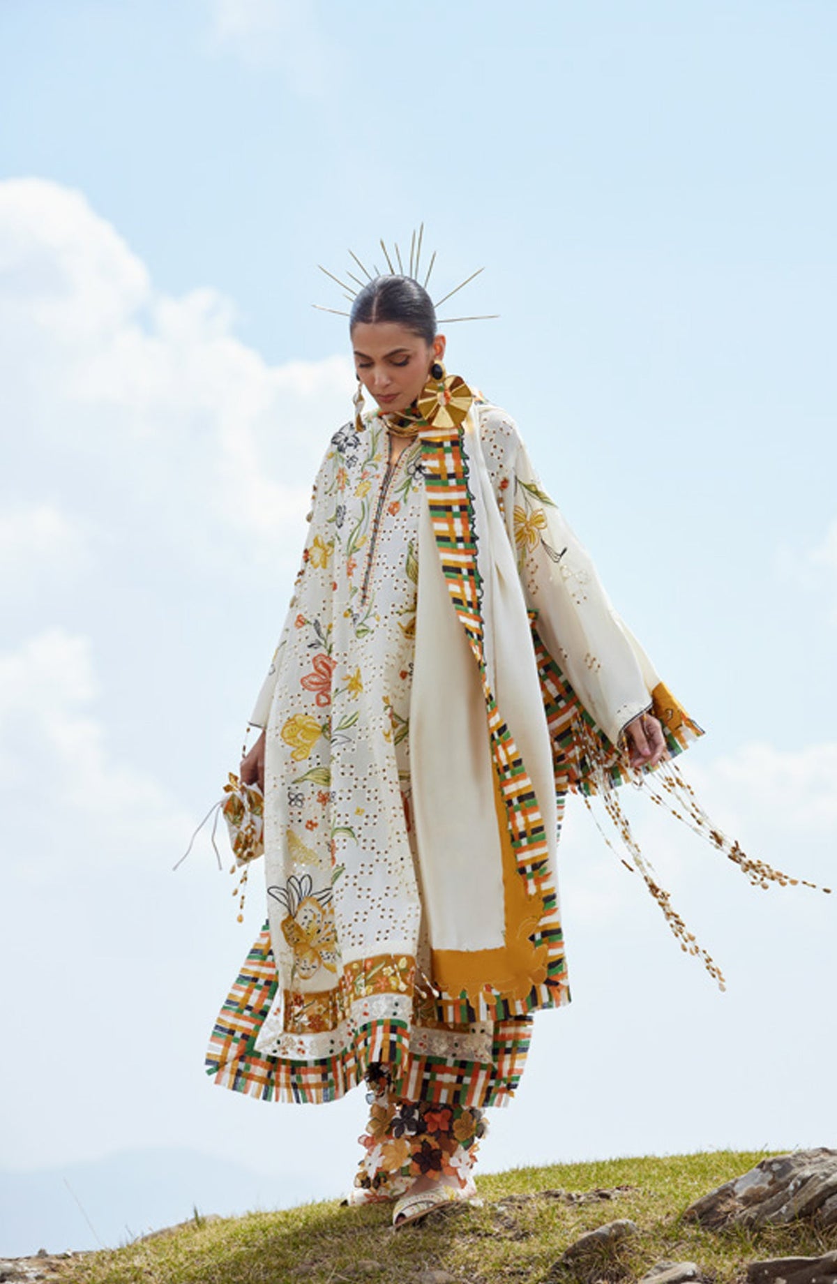 Kashmee by Elan Embroidered Lawn Unstitched 3 Piece Suit - 9A - EL26KSM - Cream - Summer Collection