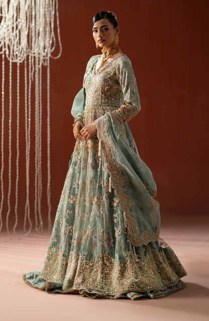 AJR Signature Embroidered Organza Unstitched 3 Piece Suit - 04 Nazm - AJR26WED - Blue - Wedding Collection
