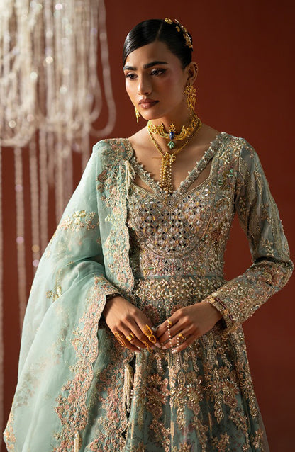 AJR Signature Embroidered Organza Unstitched 3 Piece Suit - 04 Nazm - AJR26WED - Blue - Wedding Collection