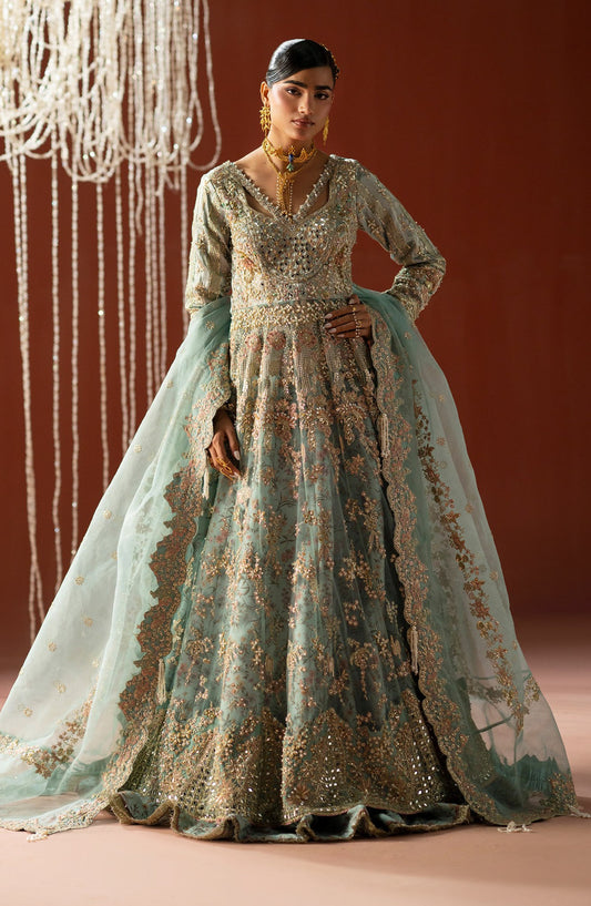 AJR Signature Embroidered Organza Unstitched 3 Piece Suit - 04 Nazm - AJR26WED - Blue - Wedding Collection