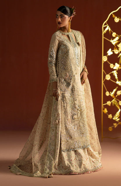 AJR Signature Embroidered Organza Unstitched 3 Piece Suit - 06 Husn-e-Mah - AJR26WED - Skin - Wedding Collection
