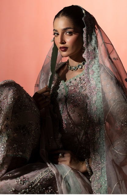 AJR Signature Embroidered Organza Unstitched 3 Piece Suit - 07 Gulrukh - AJR26WED - Pink - Wedding Collection