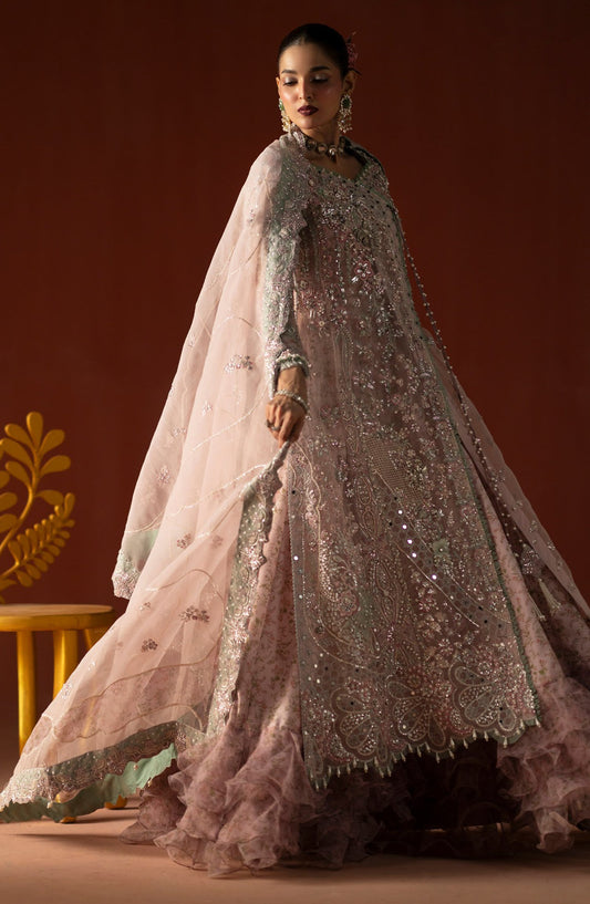 AJR Signature Embroidered Organza Unstitched 3 Piece Suit - 07 Gulrukh - AJR26WED - Pink - Wedding Collection