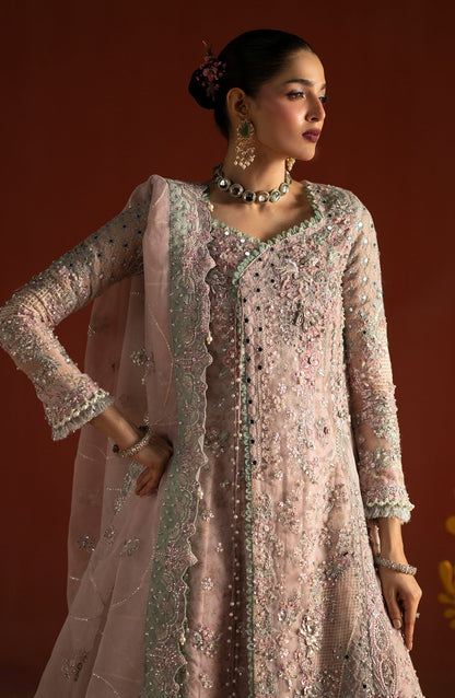 AJR Signature Embroidered Organza Unstitched 3 Piece Suit - 07 Gulrukh - AJR26WED - Pink - Wedding Collection