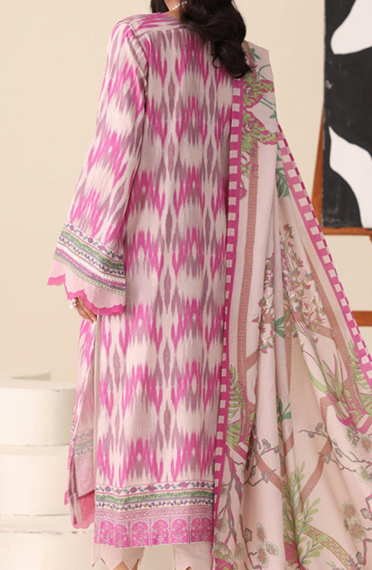 Aafreen by Riaz Arts Printed & Embroidered Karandi Unstitched 3 Piece Suit - AF-251 - RA25AKR - Pink - Winter Collection