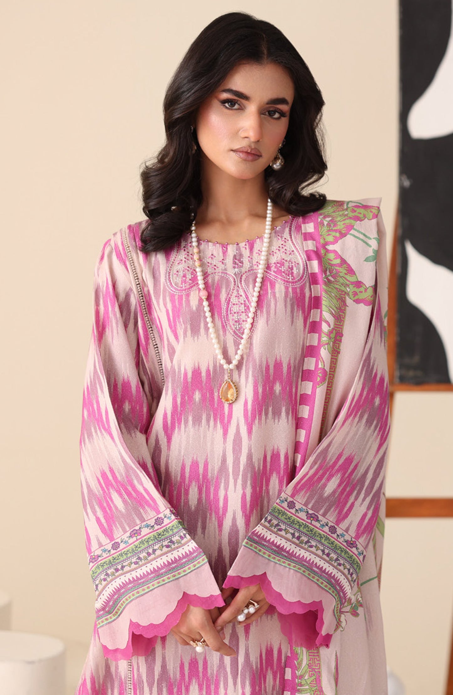 Aafreen by Riaz Arts Printed & Embroidered Karandi Unstitched 3 Piece Suit - AF-251 - RA25AKR - Pink - Winter Collection