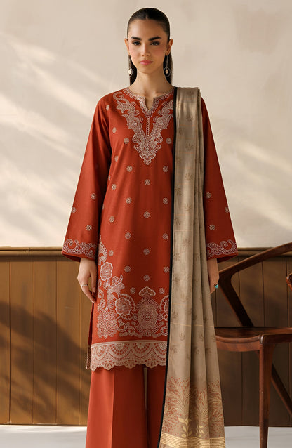 Afreen by Amna Khadija Embroidered Chamki Unstitched 3 Piece Suit - D-02 - AM26FRN - Orange - Winter Collection