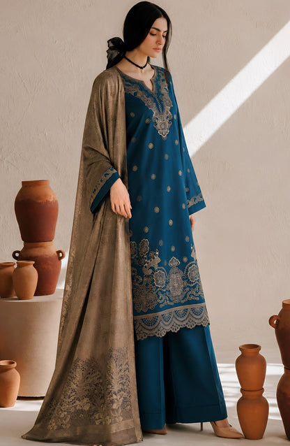 Afreen by Amna Khadija Embroidered Chamki Unstitched 3 Piece Suit - D-03 - AM26FRN - Blue - Winter Collection