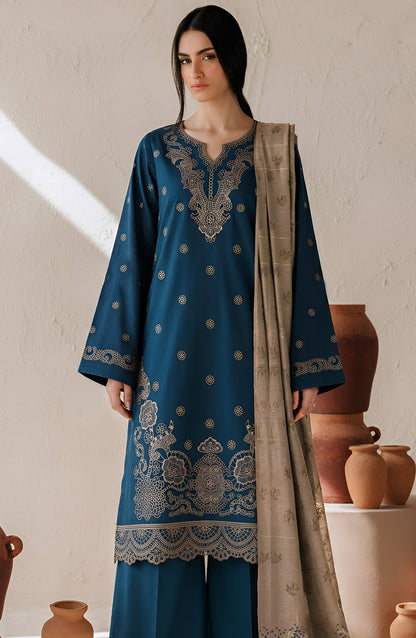 Afreen by Amna Khadija Embroidered Chamki Unstitched 3 Piece Suit - D-03 - AM26FRN - Blue - Winter Collection