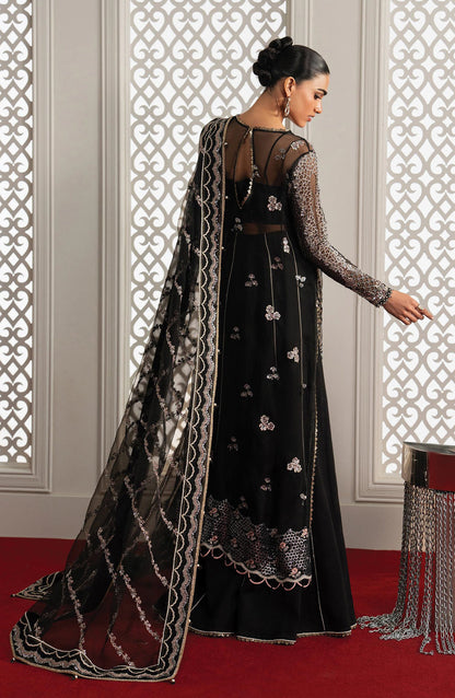 Afrozeh Aure Embroidered Organza Unstitched 3 Piece Suit - 02 Magnifique - AF26AUR - Black - Formals Collection