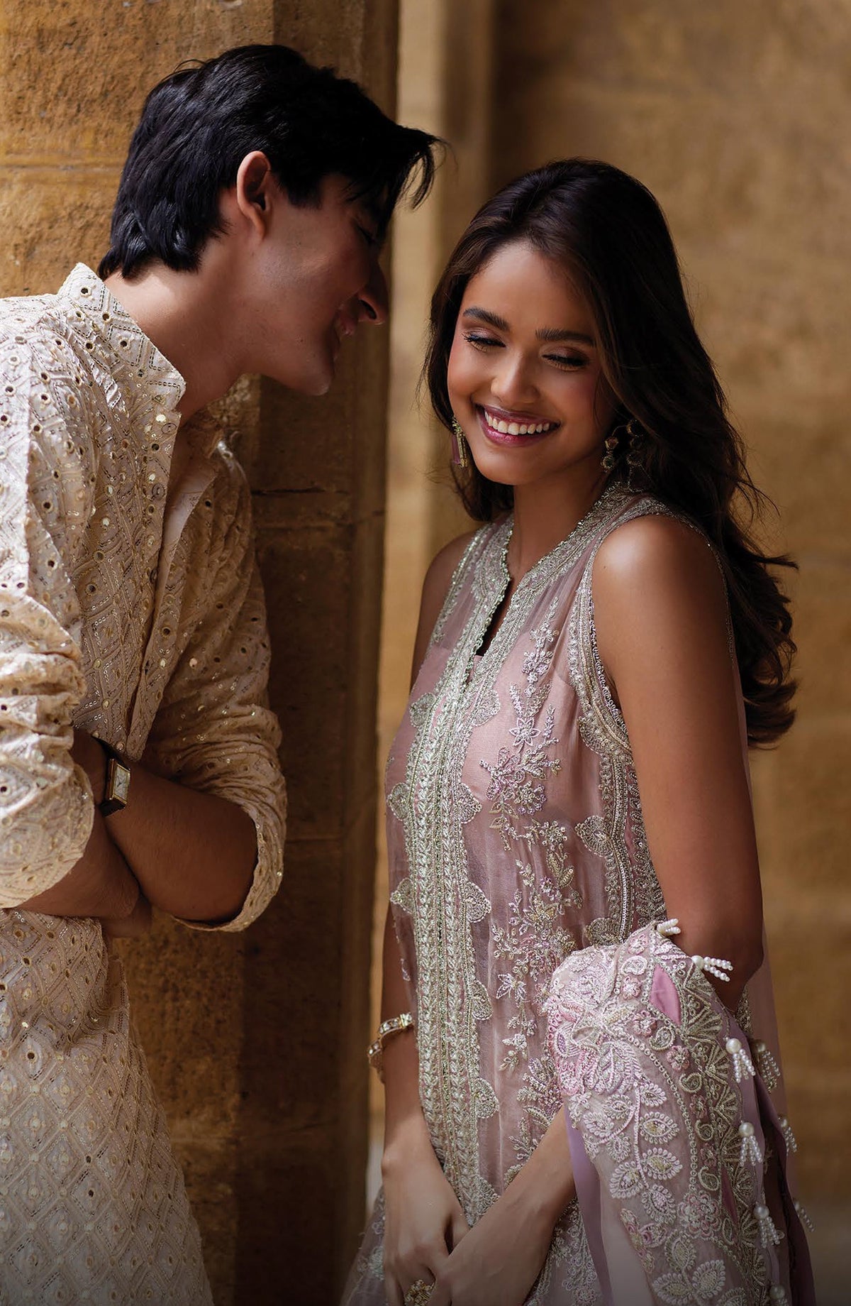 Afrozeh Dastan Goi Embroidered Organza Unstitched 3 Piece Suit - 03 Dastaan-e-Noor - AF26DST - Pink - Festive Collection