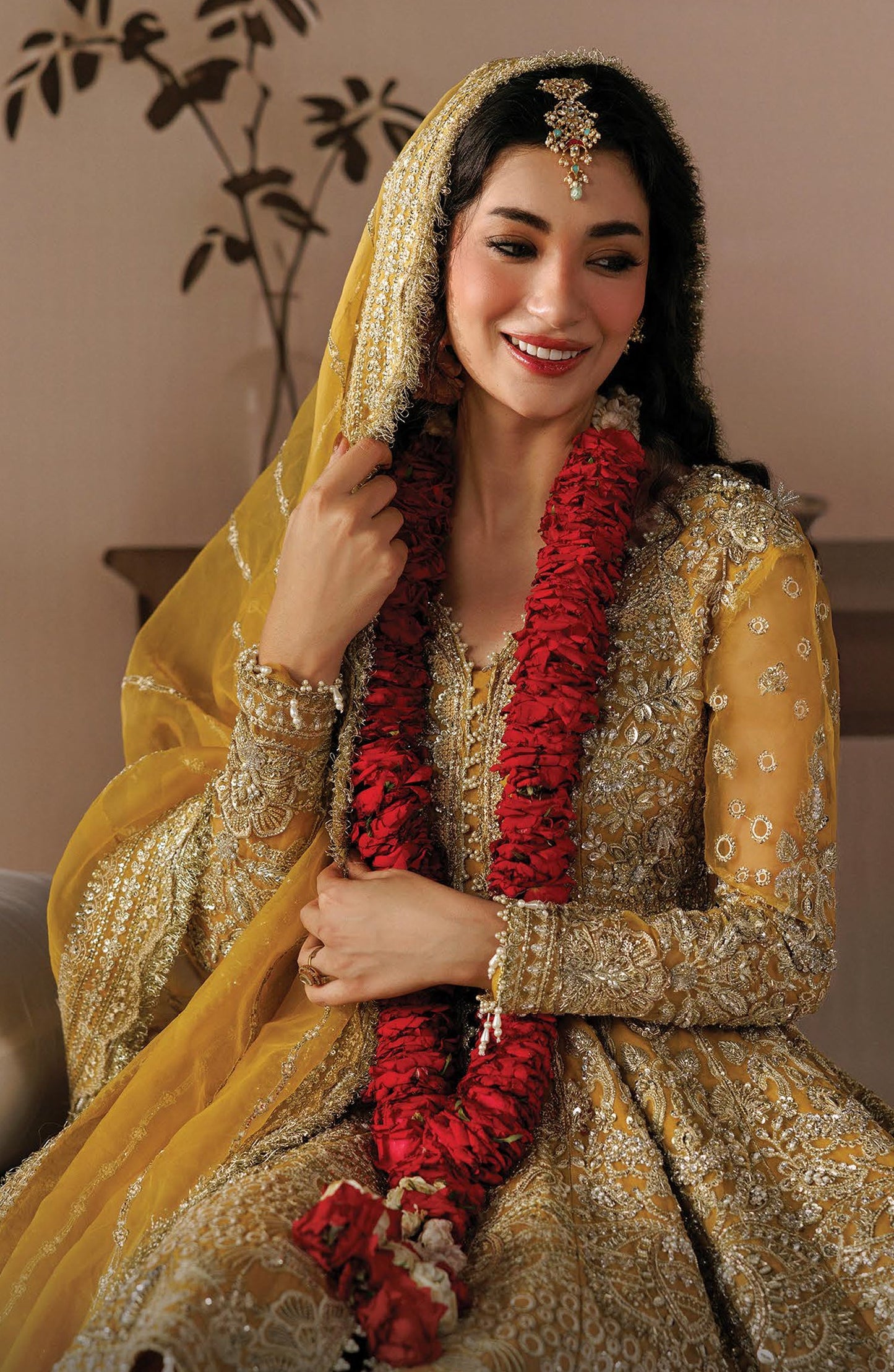 Afrozeh Shehnai Embroidered Organza Unstitched 3 Piece Suit - 09 Aylin - AFS26SHN - Mustard - Formal Collection