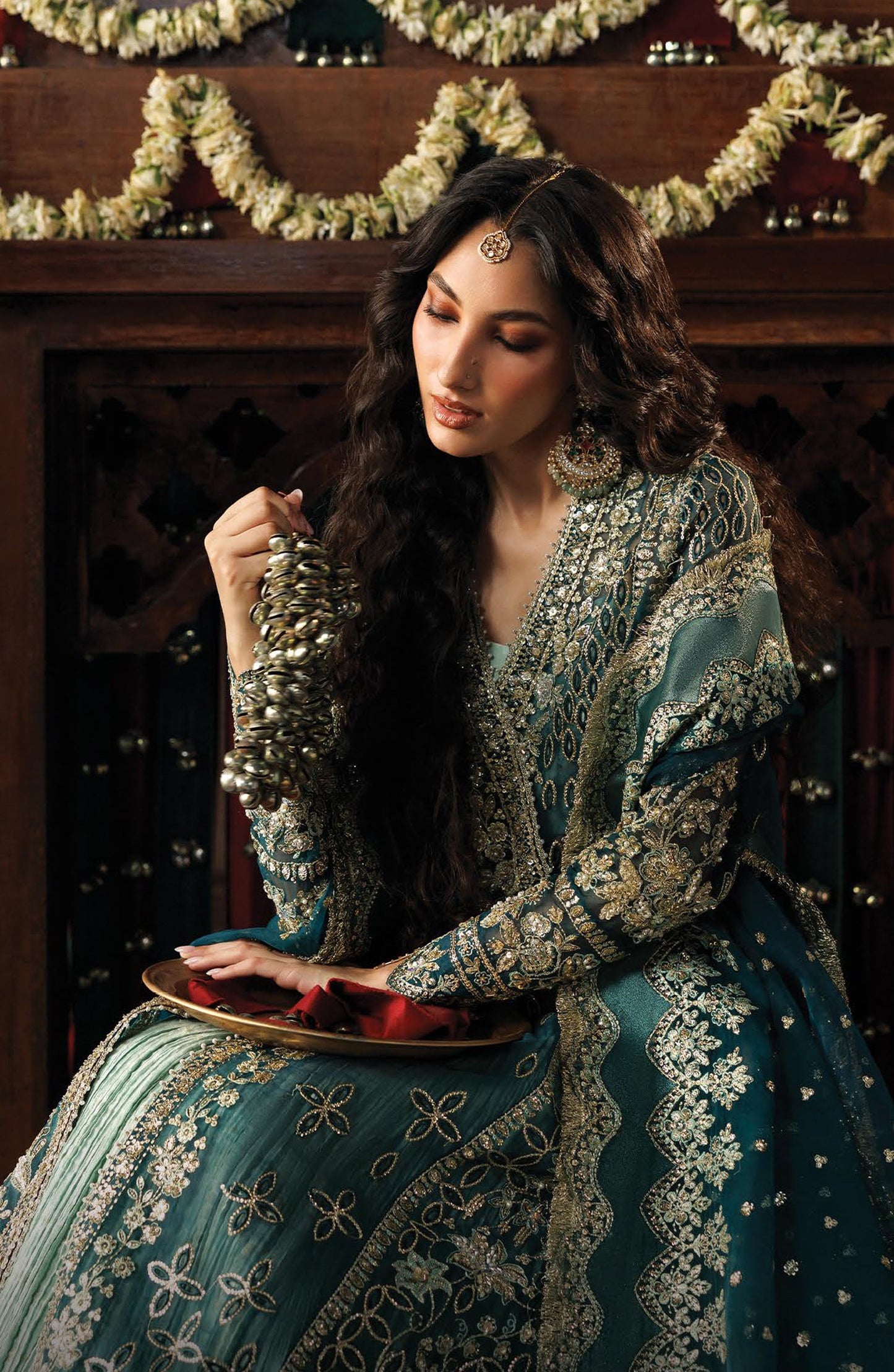 Afrozeh Shehnai Embroidered Organza Unstitched 3 Piece Suit - 05 Suhan - AFS26SHN - Green - Formal Collection