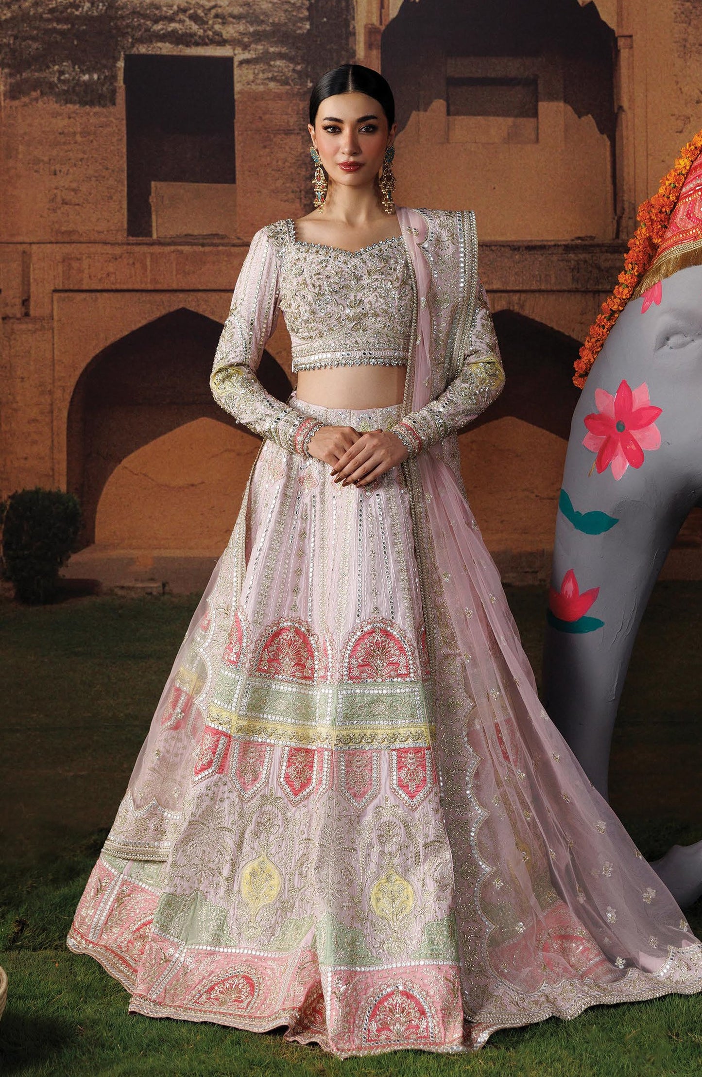 Afrozeh Shehnai Embroidered Raw Silk Unstitched 3 Piece Suit - 03 Gul-e-Roshan - AFS26SHN - Pink - Formal Collection