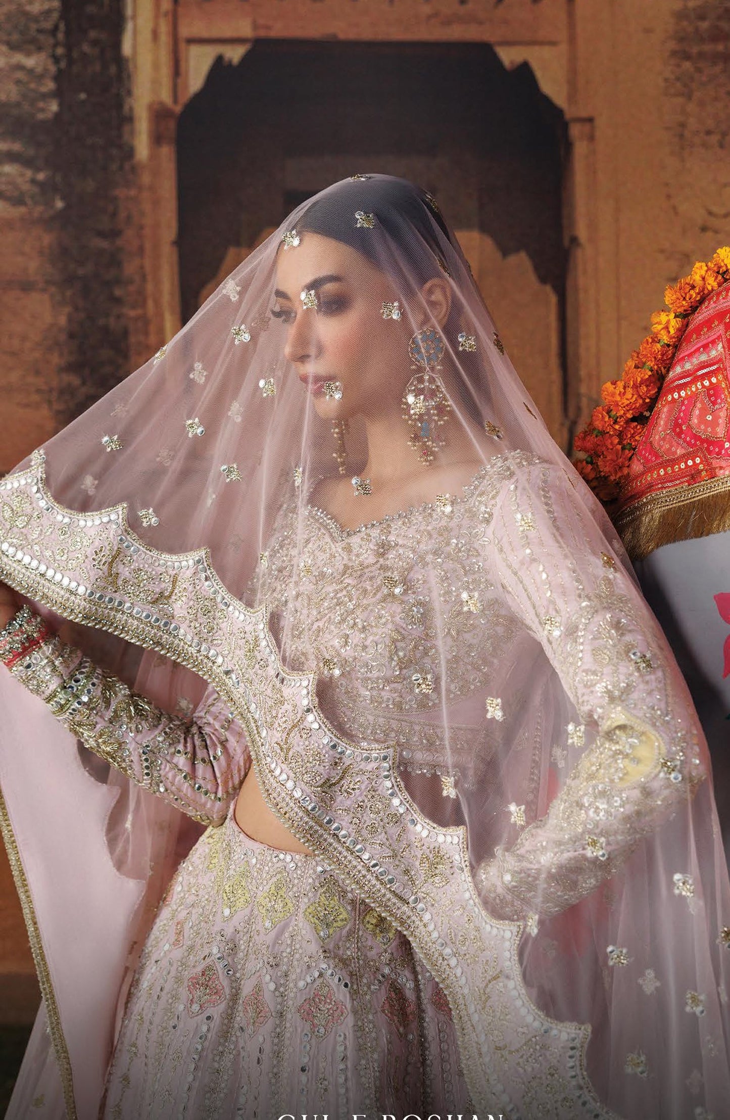 Afrozeh Shehnai Embroidered Raw Silk Unstitched 3 Piece Suit - 03 Gul-e-Roshan - AFS26SHN - Pink - Formal Collection
