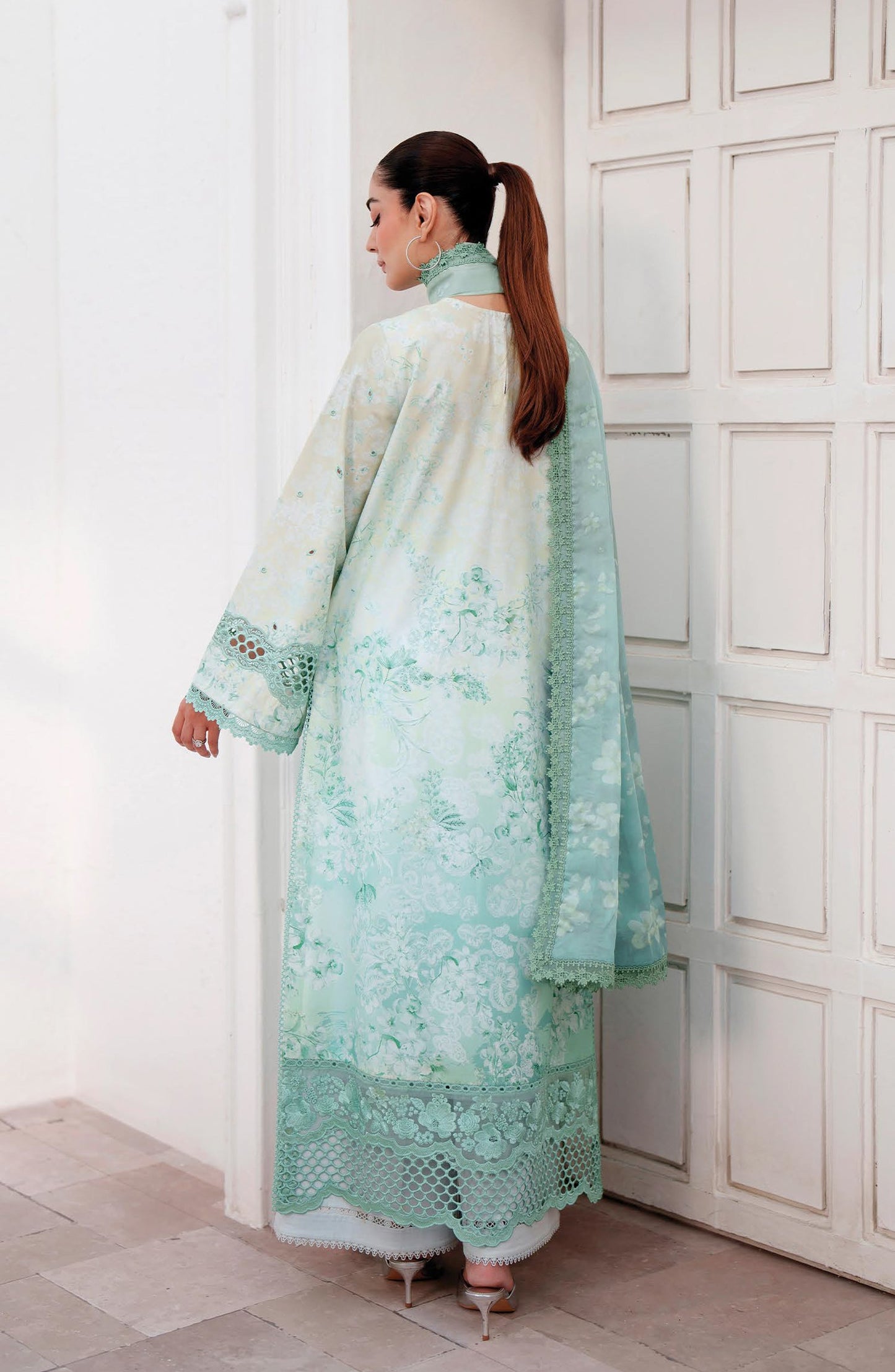 Afrozeh Sunspell Embroidered Lawn Unstitched 3 Piece Suit - Auryn - AF26SNS - Sea Green - Summer Collection