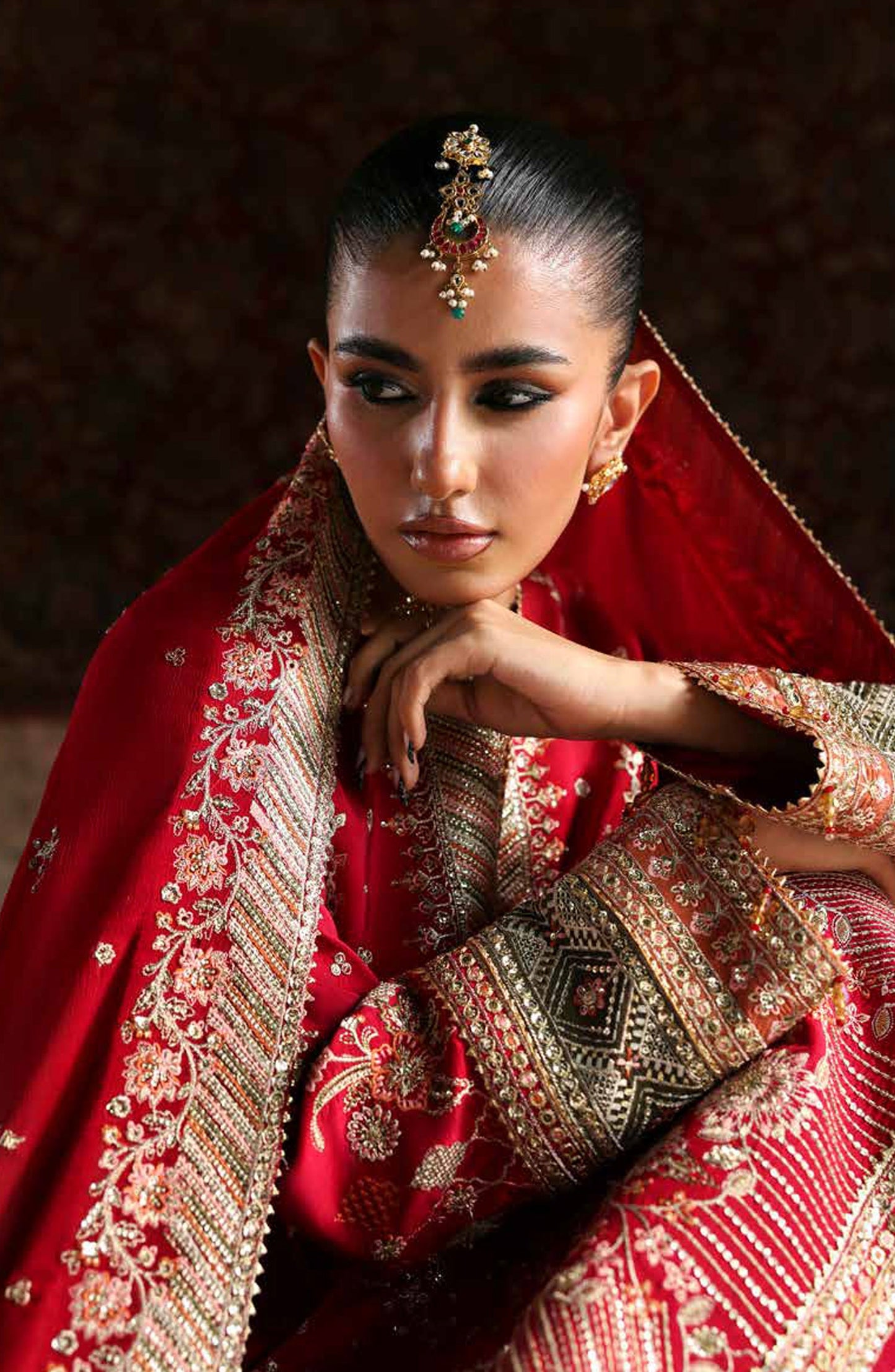 Afsana-e-Silk by Emaan Adeel Embroidered Raw Silk Unstitched 3 Piece Suit - MAHGUL - ED25AFS - Red - Luxury Collection