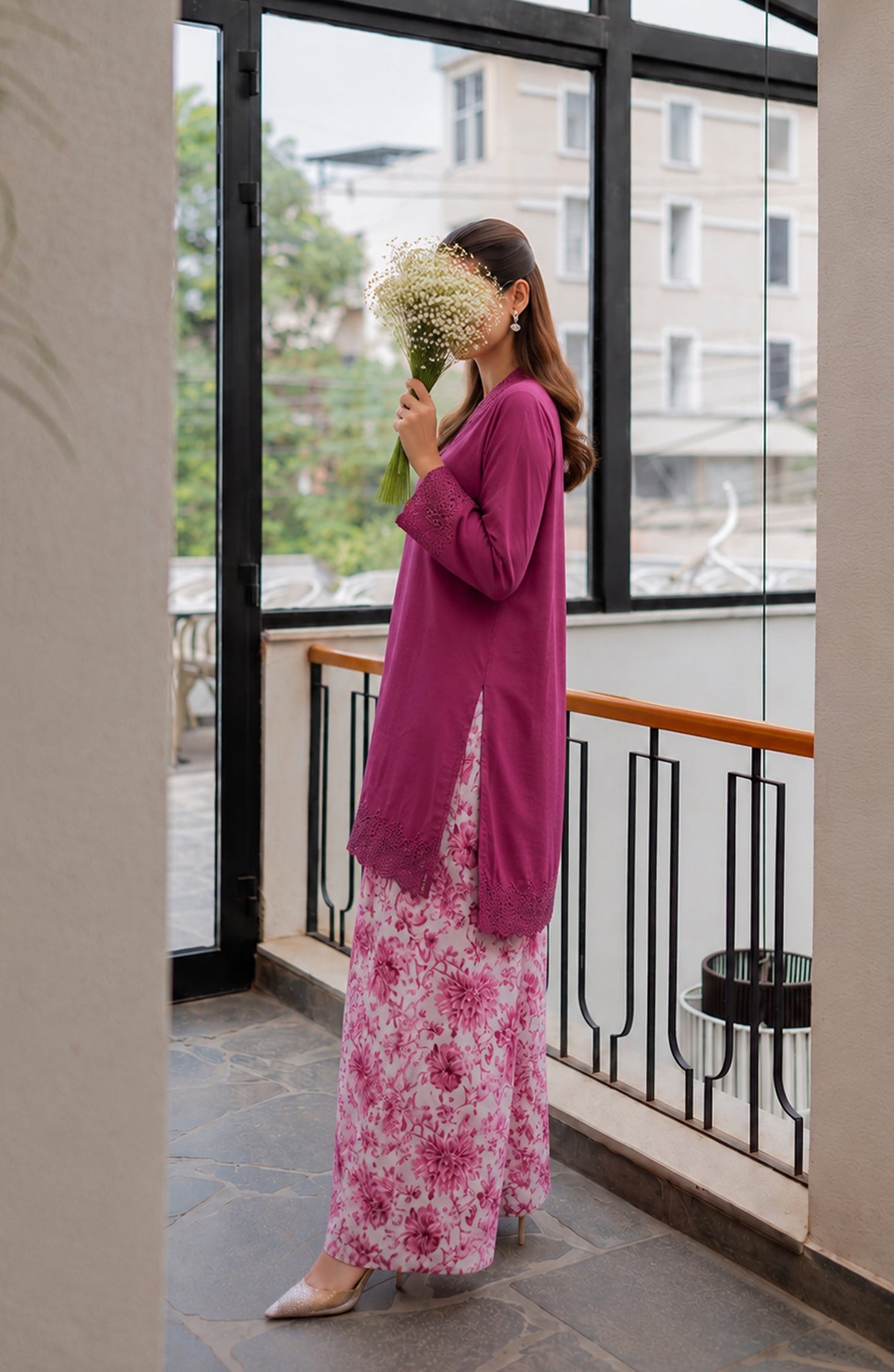 Afsana Basics by Amna Khadija Embroidered Lawn Stitched 2 Piece Co-ord Set - AKAB-04 - AM26FSNA - Pink - Summer Collection