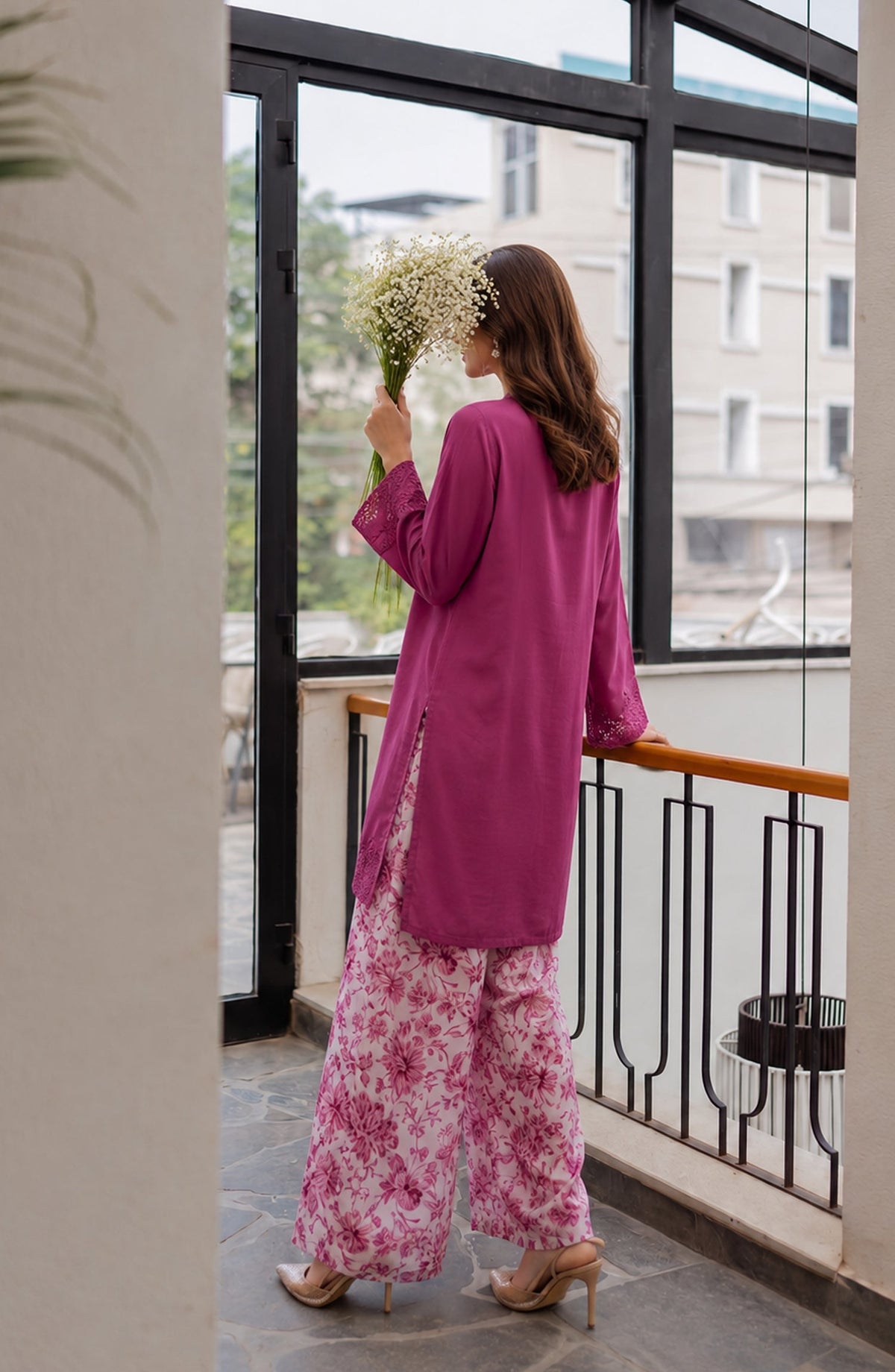 Afsana Basics by Amna Khadija Embroidered Lawn Stitched 2 Piece Co-ord Set - AKAB-04 - AM26FSNA - Pink - Summer Collection