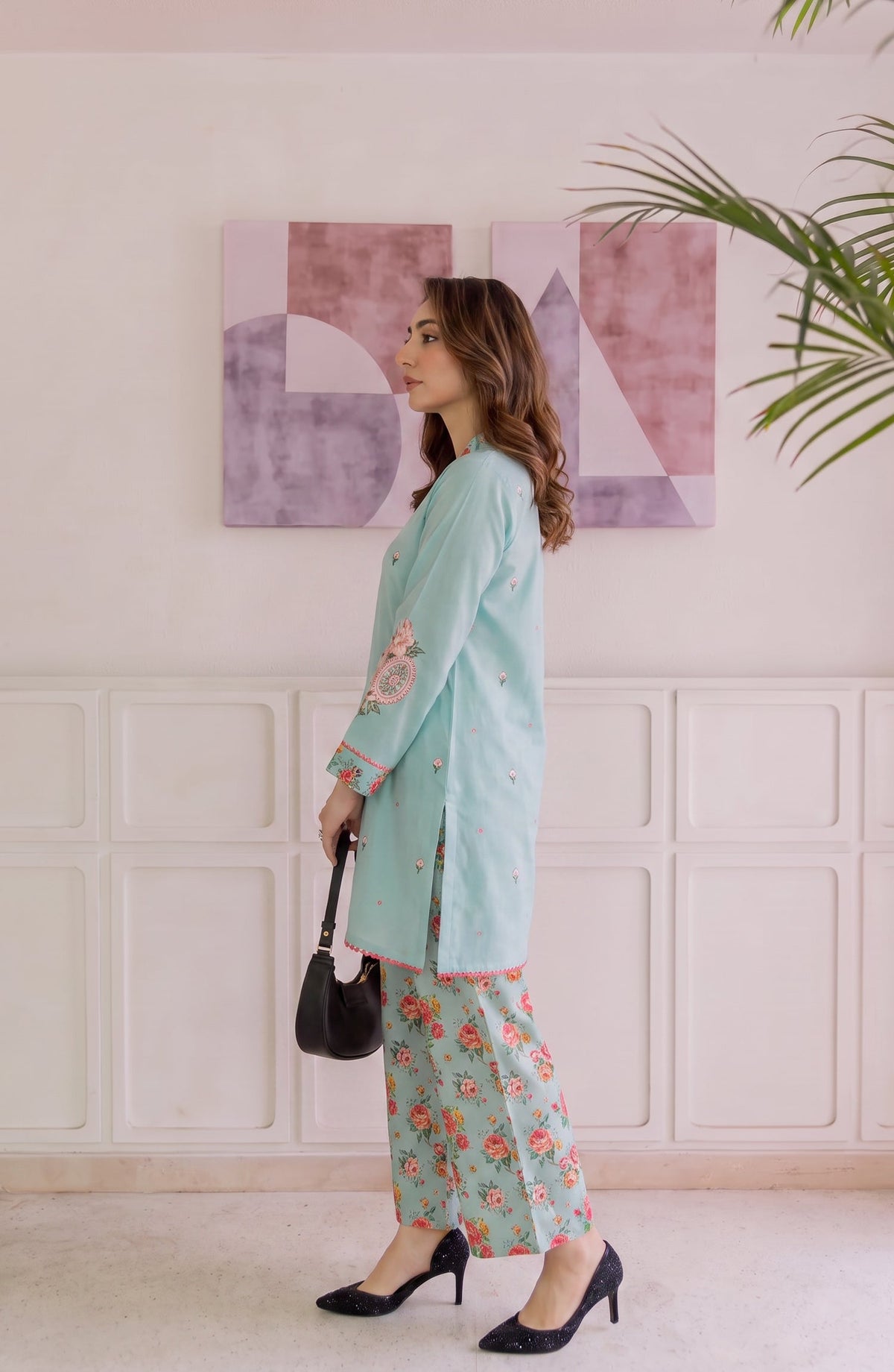 Afsana Basics by Amna Khadija Embroidered Lawn Stitched 2 Piece Co-ord Set - AKAB-06 - AM26FSNA - Blue - Summer Collection