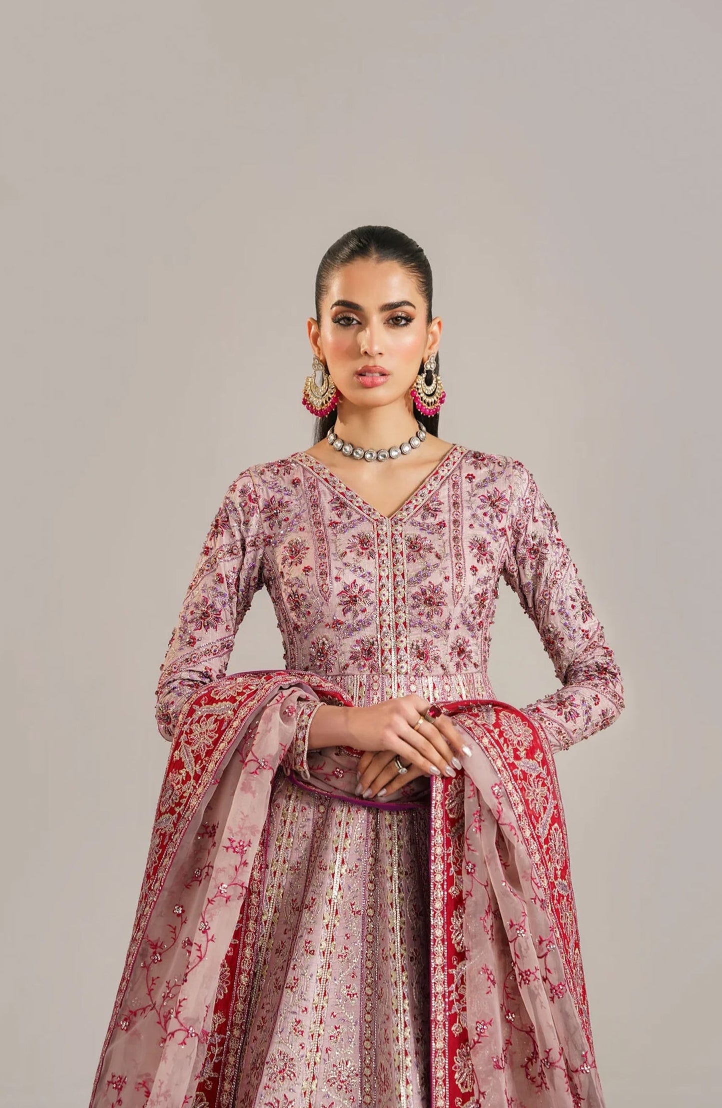 Afsana by Akbar Aslam Embroidered Organza Unstitched 3 Piece Suit - Farida - AKA25AFS - Pink - Festive Collection