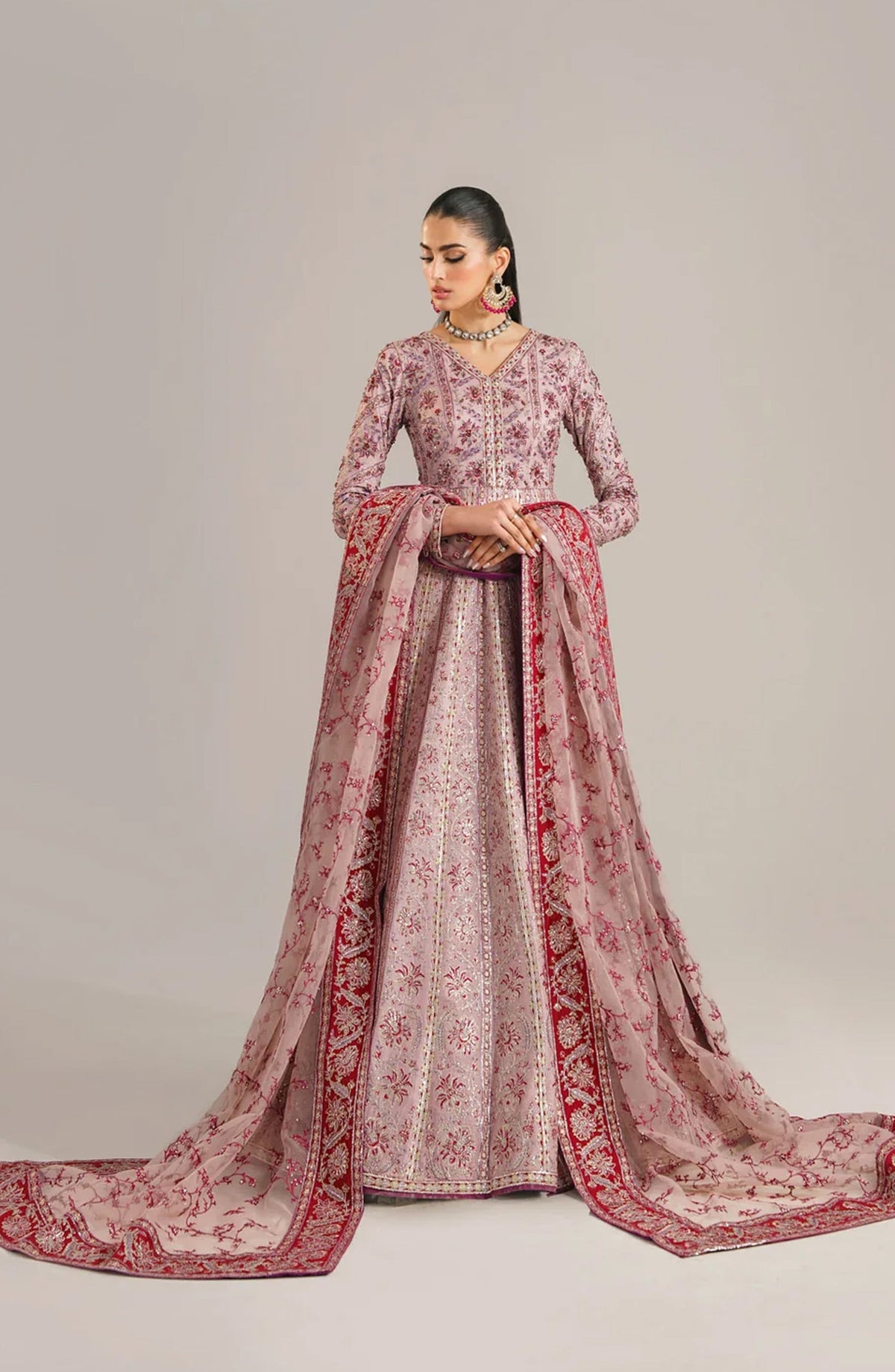 Afsana by Akbar Aslam Embroidered Organza Unstitched 3 Piece Suit - Farida - AKA25AFS - Pink - Festive Collection
