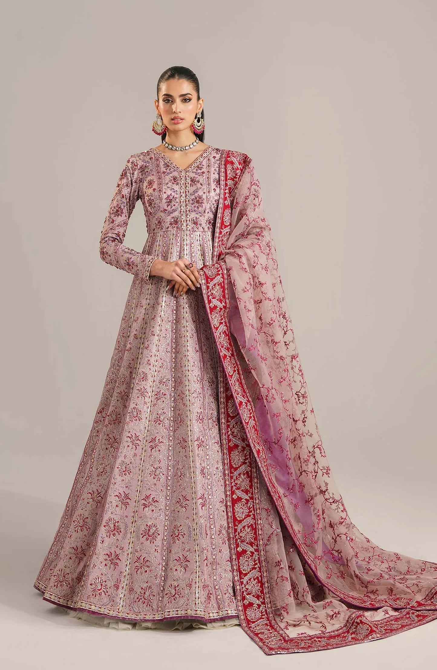 Afsana by Akbar Aslam Embroidered Organza Unstitched 3 Piece Suit - Farida - AKA25AFS - Pink - Festive Collection