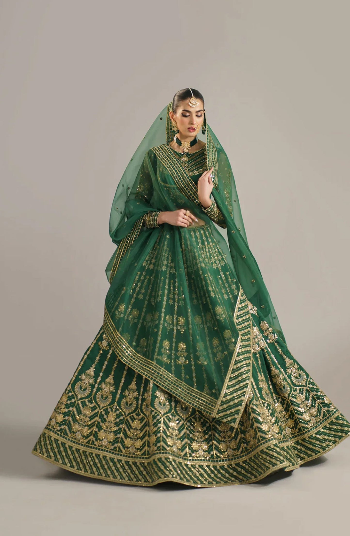 Afsana by Akbar Aslam Embroidered Organza Unstitched 3 Piece Suit - Shahul - AKA25AFS - Green - Festive Collection