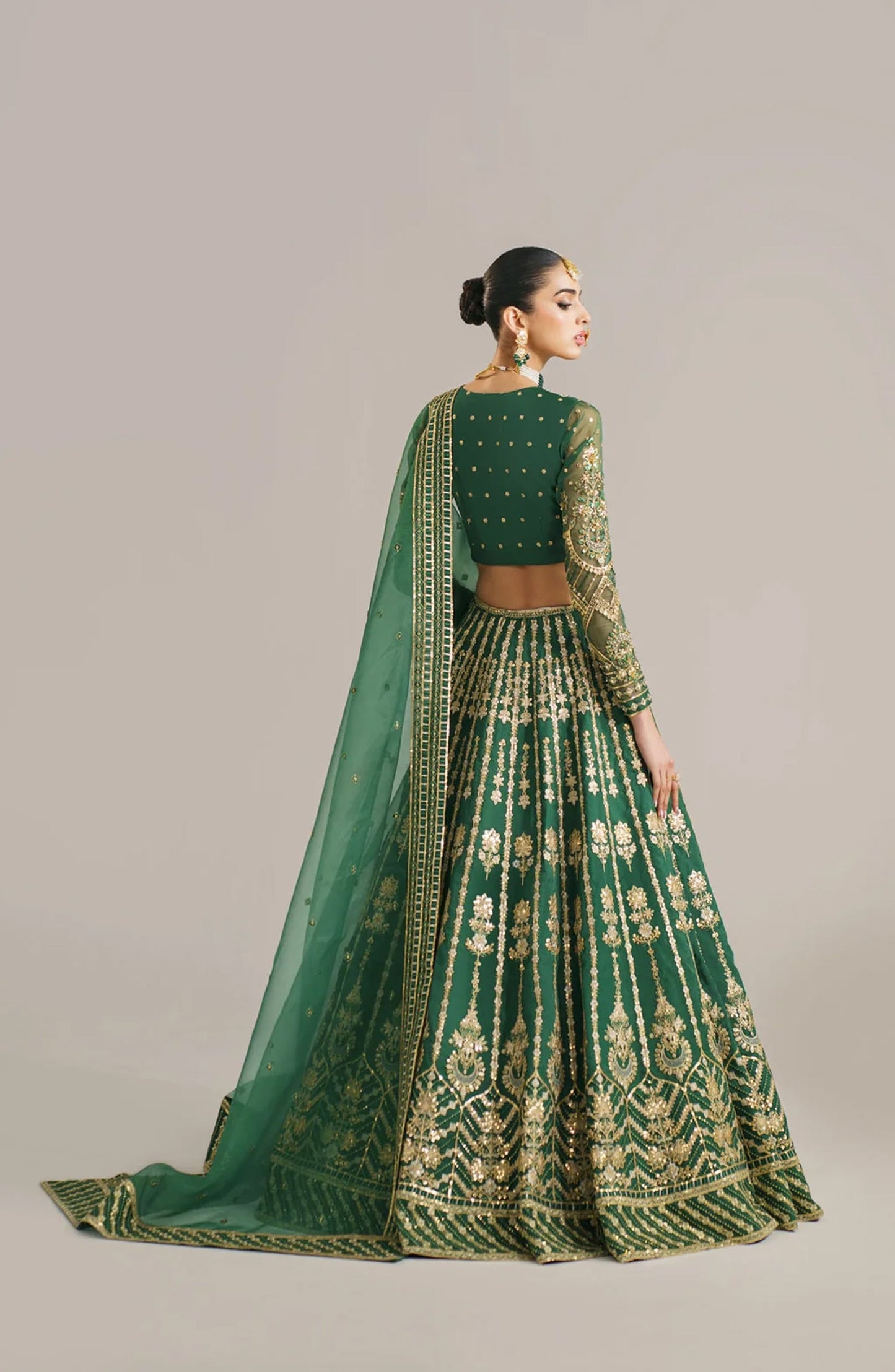 Afsana by Akbar Aslam Embroidered Organza Unstitched 3 Piece Suit - Shahul - AKA25AFS - Green - Festive Collection