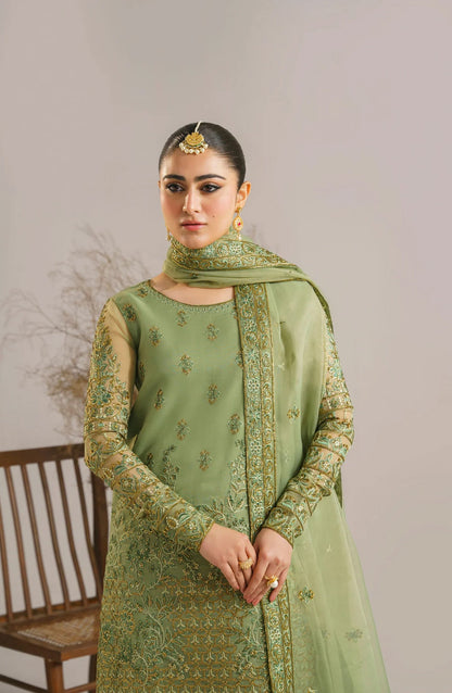 Afsana by Akbar Aslam Embroidered Organza Unstitched 3 Piece Suit - Fareena - AKA25AFS - Green - Festive Collection