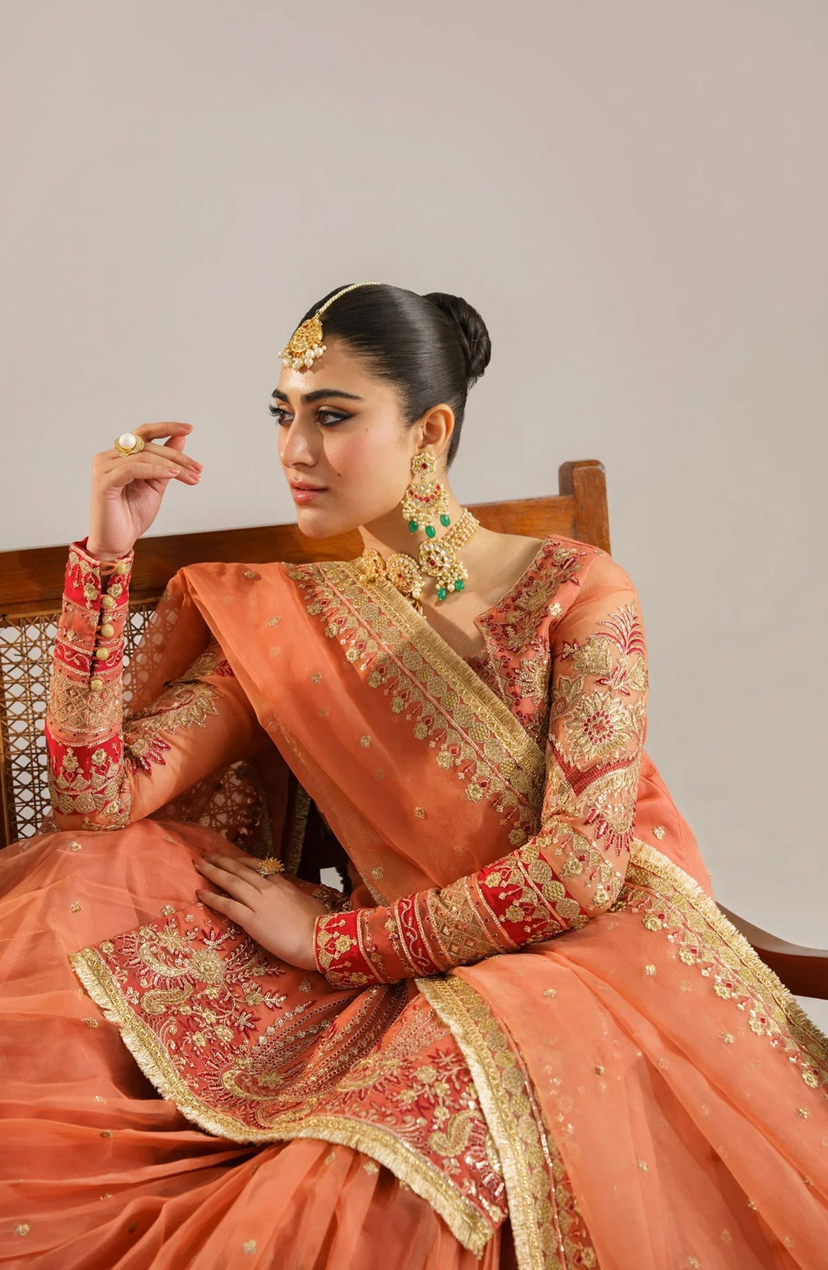 Afsana by Akbar Aslam Embroidered Organza Unstitched 3 Piece Suit - Begum Bano - AKA25AFS - Orange - Festive Collection
