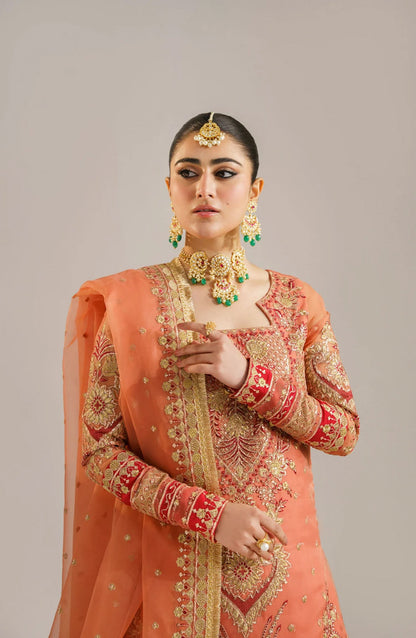Afsana by Akbar Aslam Embroidered Organza Unstitched 3 Piece Suit - Begum Bano - AKA25AFS - Orange - Festive Collection