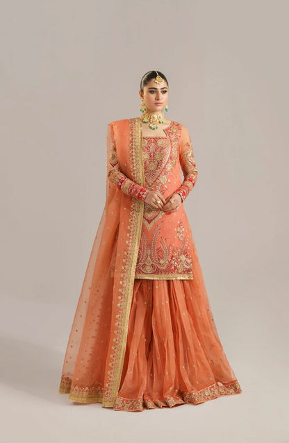 Afsana by Akbar Aslam Embroidered Organza Unstitched 3 Piece Suit - Begum Bano - AKA25AFS - Orange - Festive Collection