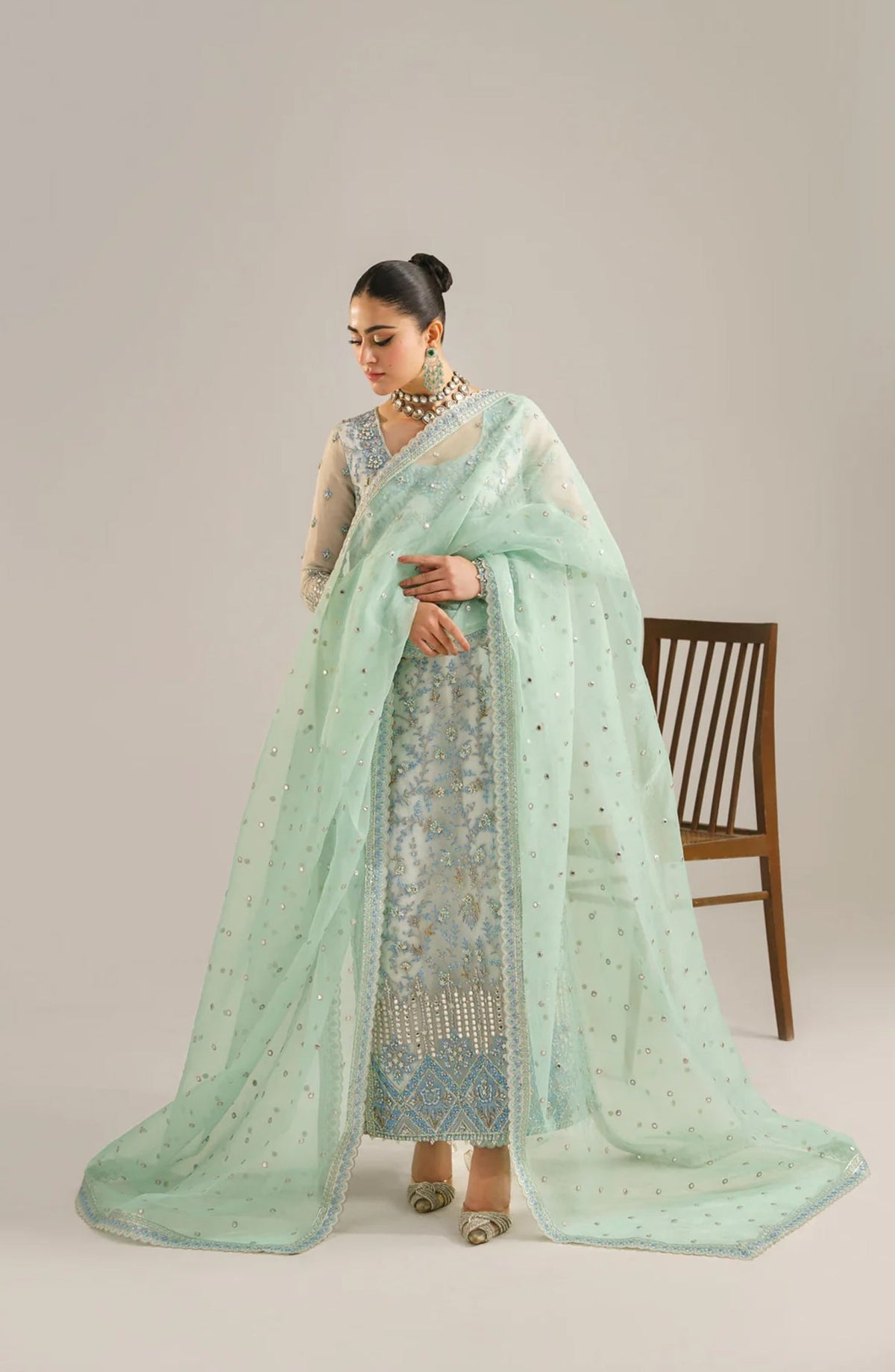 Afsana by Akbar Aslam Embroidered Organza Unstitched 3 Piece Suit - Nimira - AKA25AFS - Blue - Festive Collection