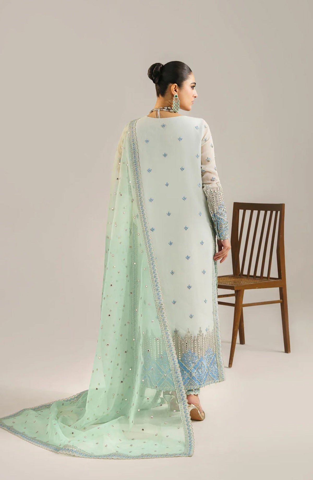 Afsana by Akbar Aslam Embroidered Organza Unstitched 3 Piece Suit - Nimira - AKA25AFS - Blue - Festive Collection