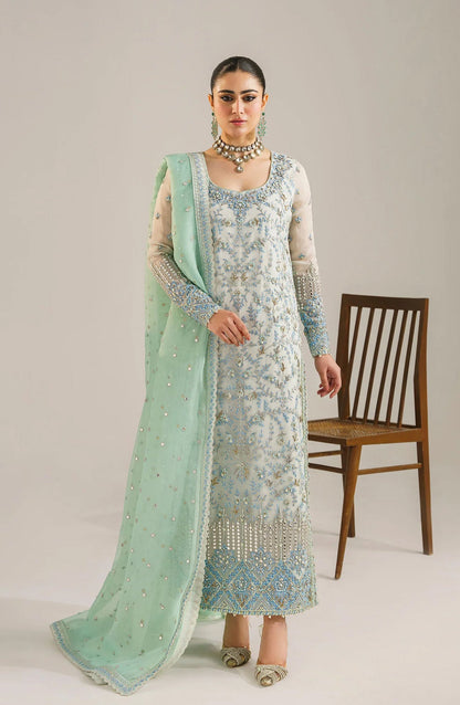 Afsana by Akbar Aslam Embroidered Organza Unstitched 3 Piece Suit - Nimira - AKA25AFS - Blue - Festive Collection