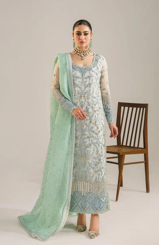 Afsana by Akbar Aslam Embroidered Organza Unstitched 3 Piece Suit - Nimira - AKA25AFS - Blue - Festive Collection