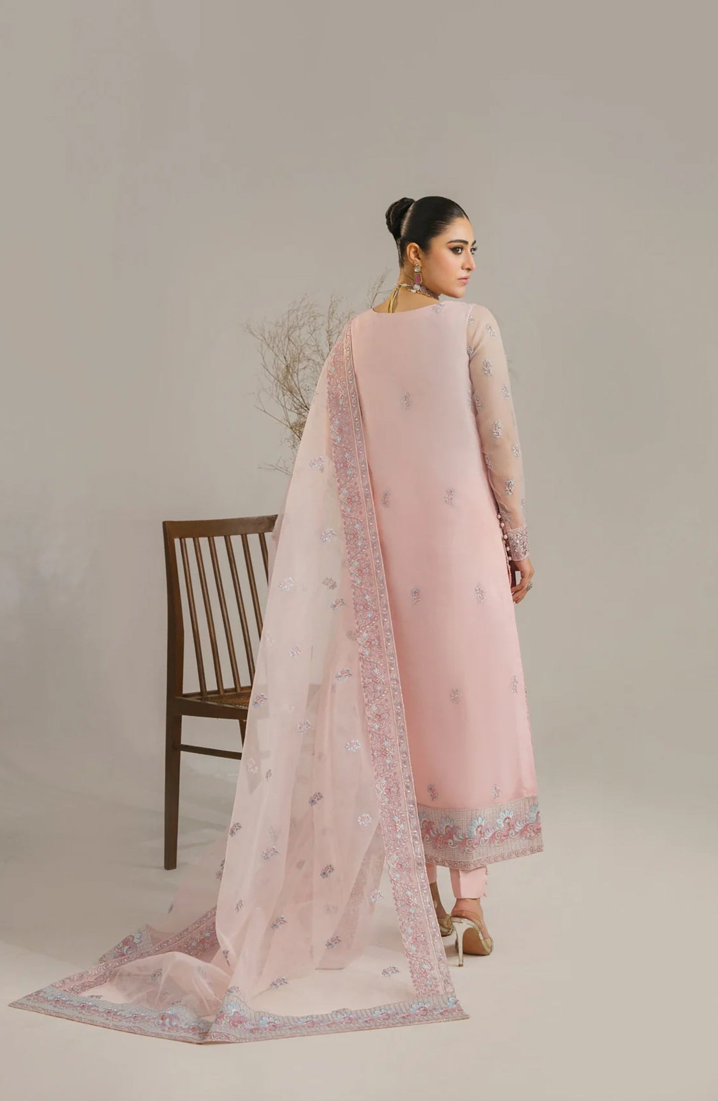 Afsana by Akbar Aslam Embroidered Organza Unstitched 3 Piece Suit - Niloufer - AKA25AFS - Pink - Festive Collection