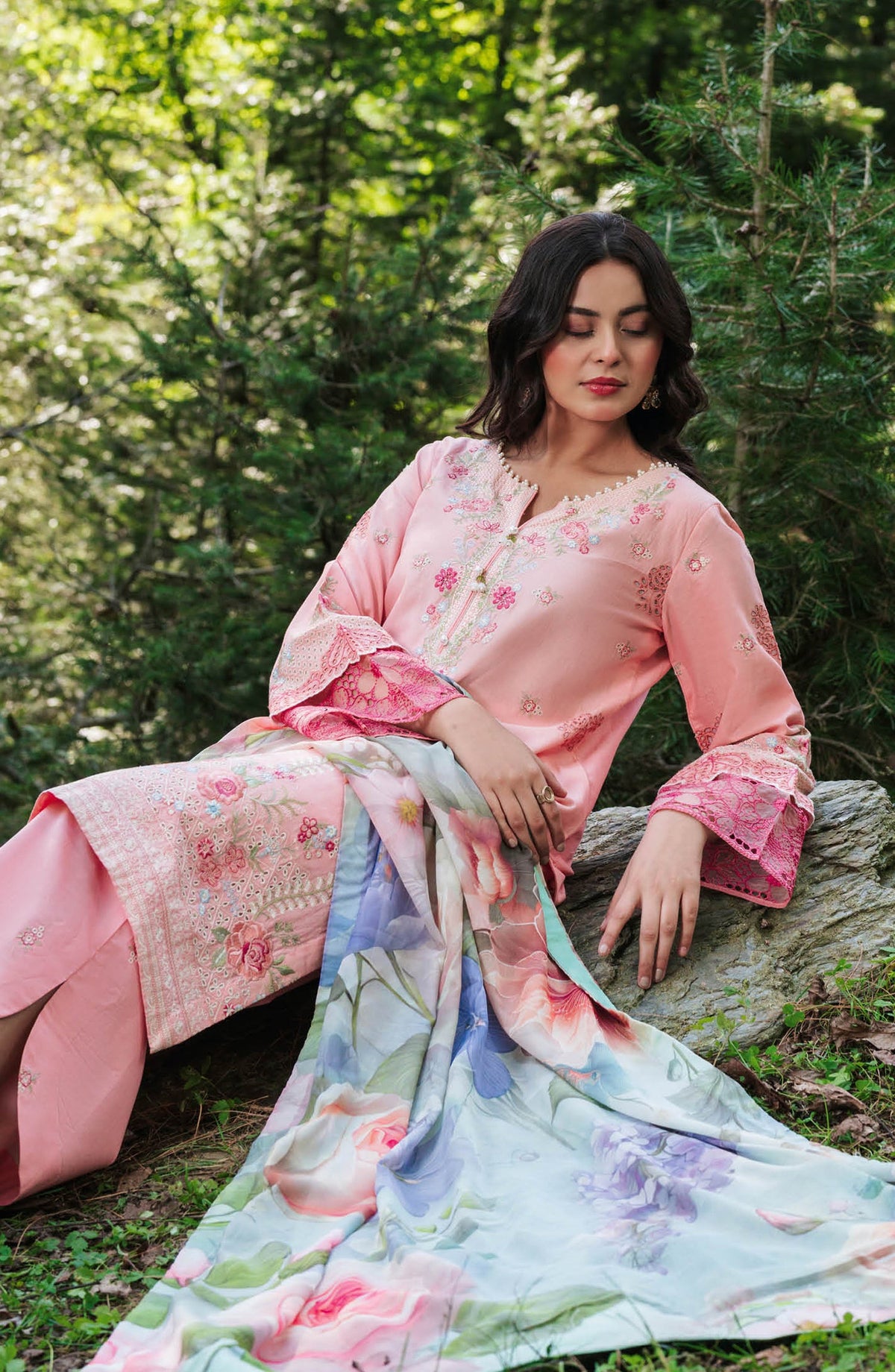 Afsanah Essential Embroidered Lawn Unstitched 3 Piece Suit - AL-110 - AFS26ES - Pink - Summer Collection