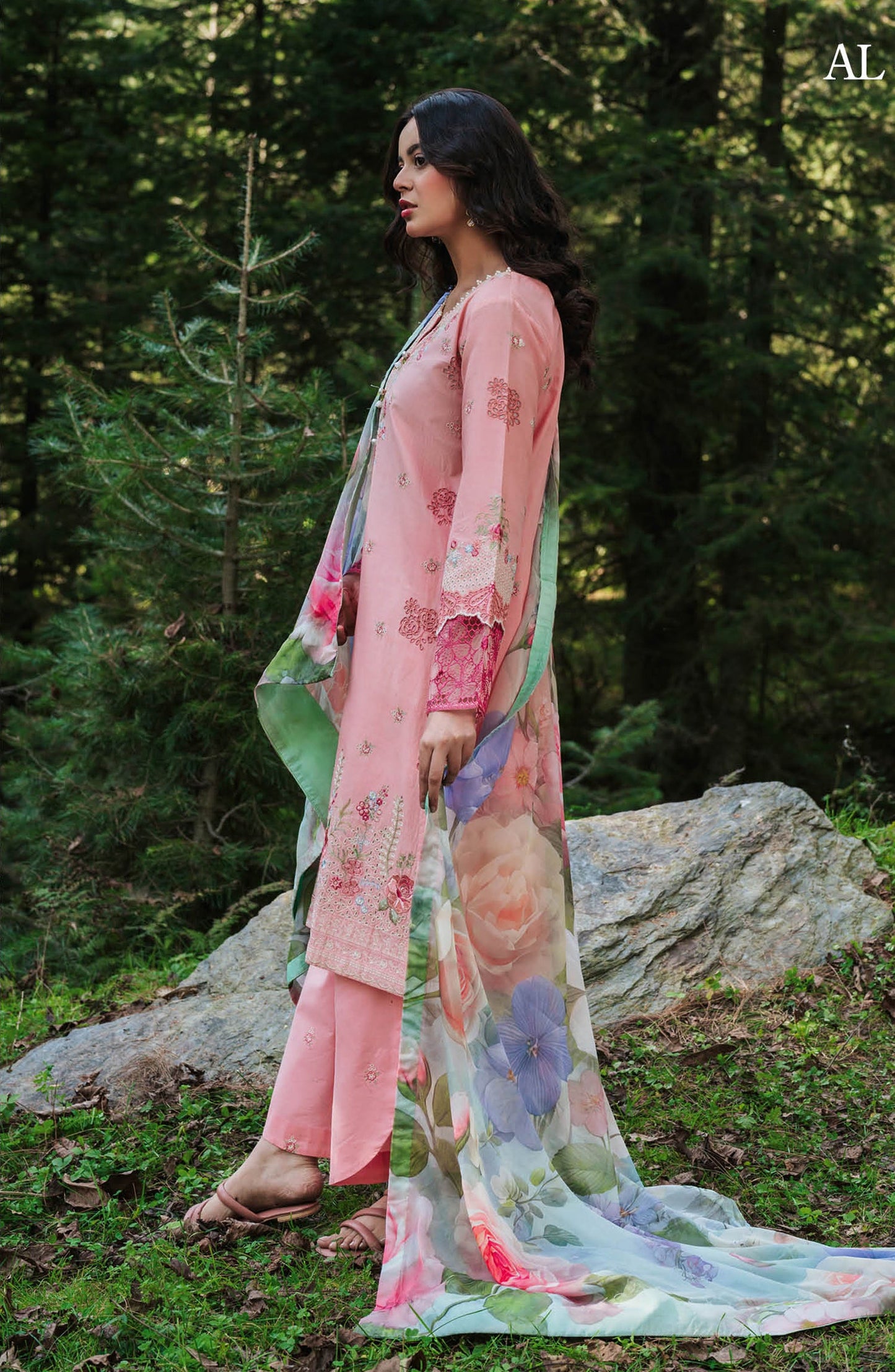 Afsanah Essential Embroidered Lawn Unstitched 3 Piece Suit - AL-110 - AFS26ES - Pink - Summer Collection